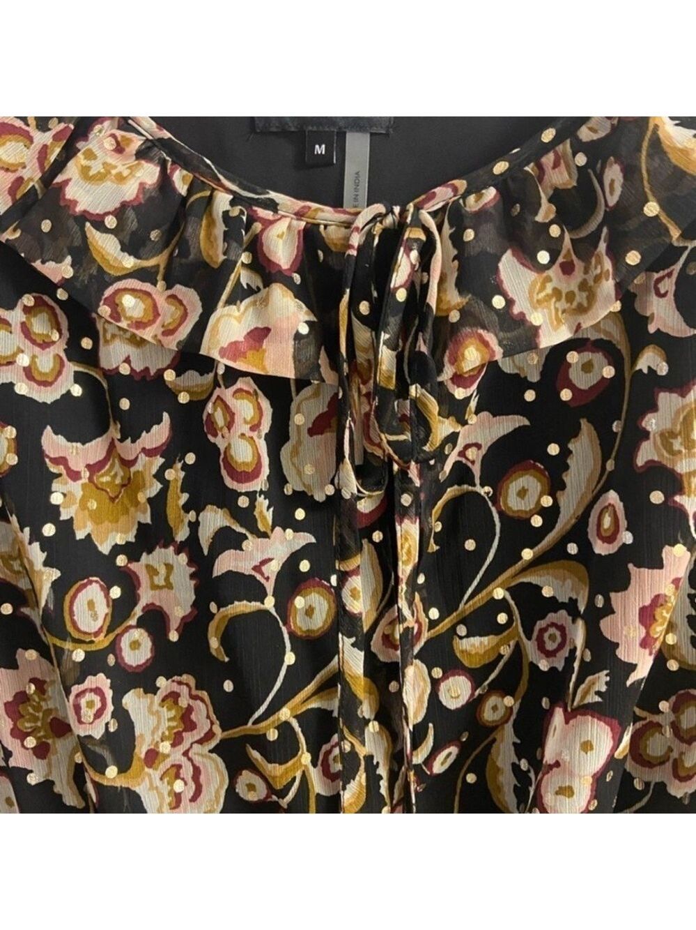 1. State Floral Black Dress mini ruffled might out Medium NWT - Picture 6 of 12